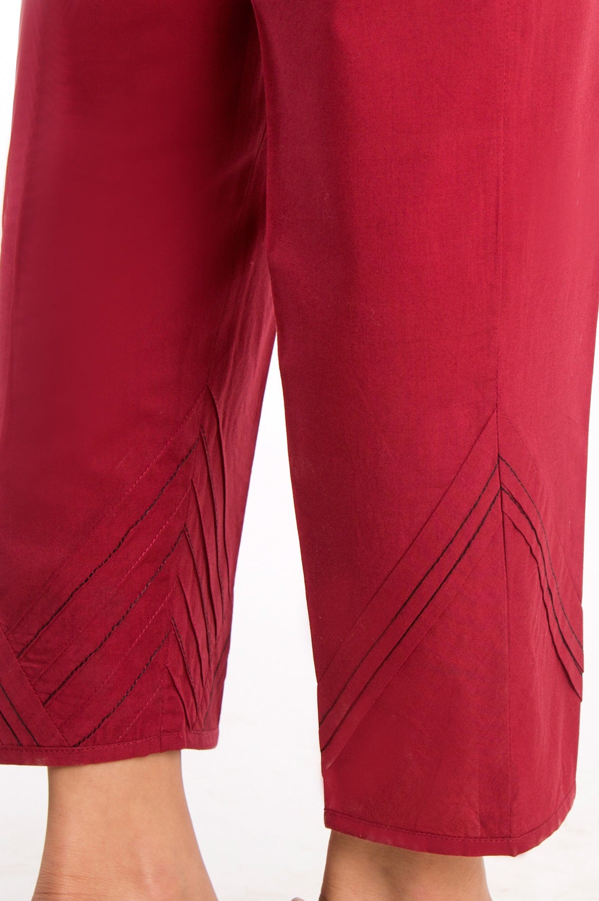 Cambric Cigarette Pants - Maroon