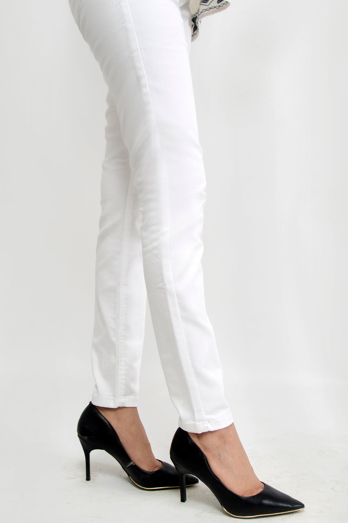 Cotton Denim Pants - Beige