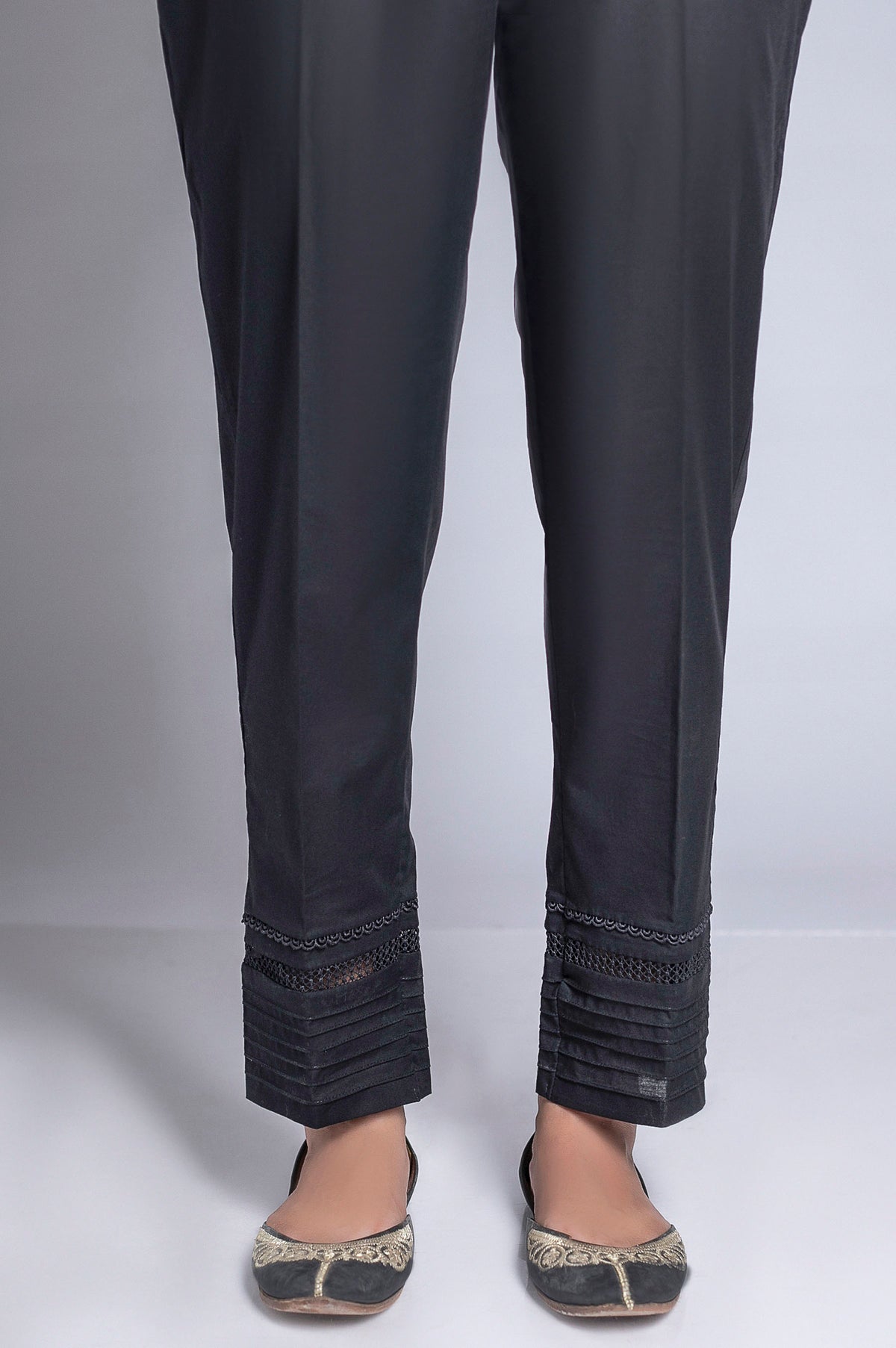 Embellished Cambric Pants - Black
