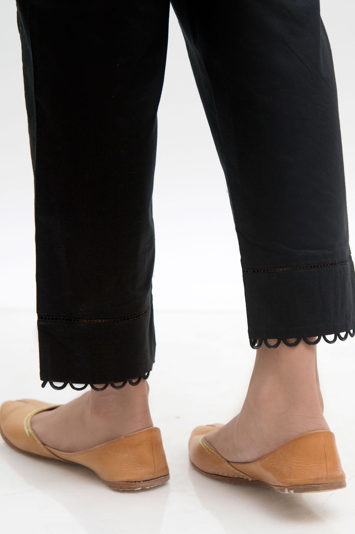 Embellished Cambric Cigarette Pants - Black