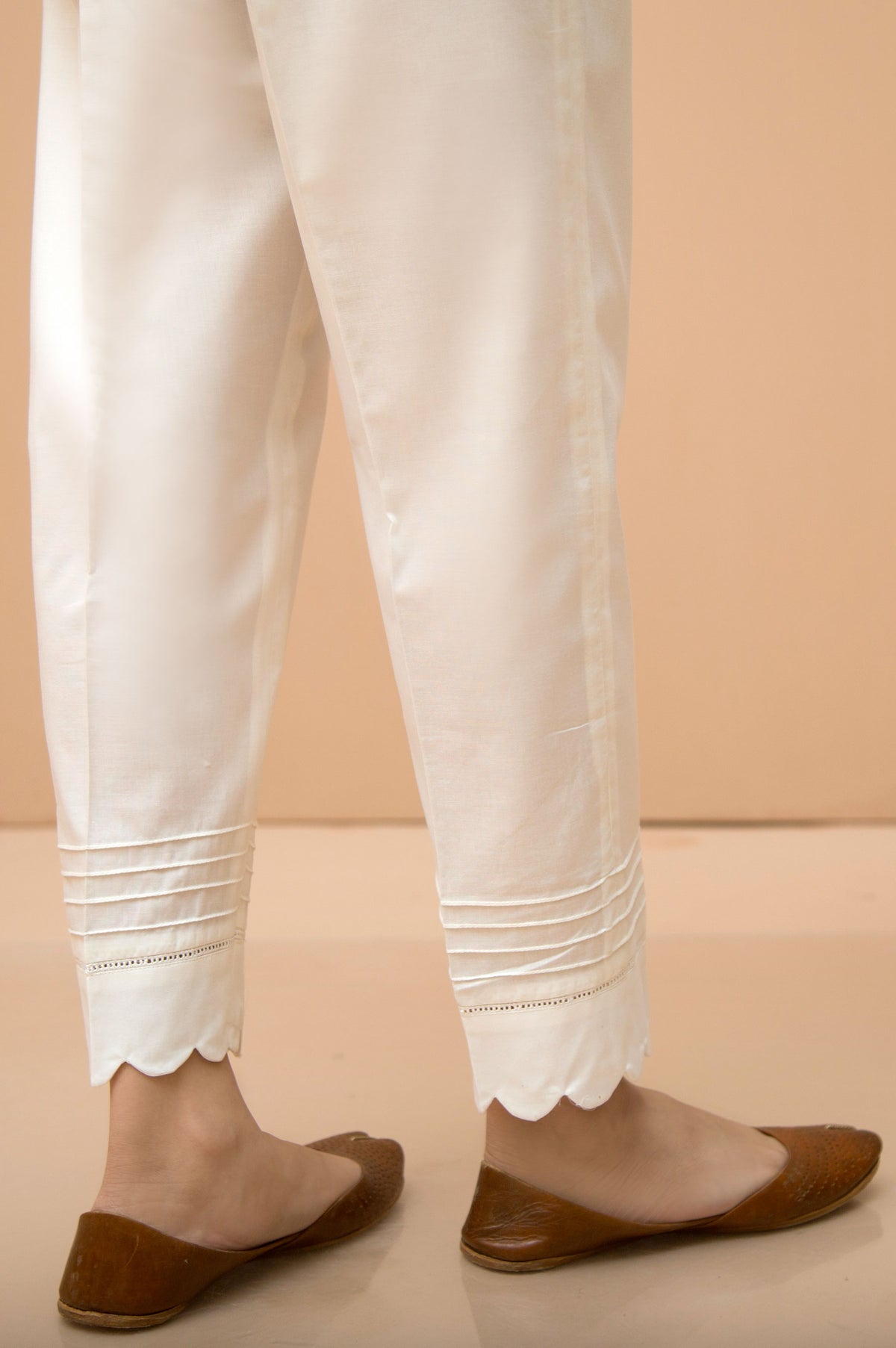 Embellished Cambric Cigarette Pants - White