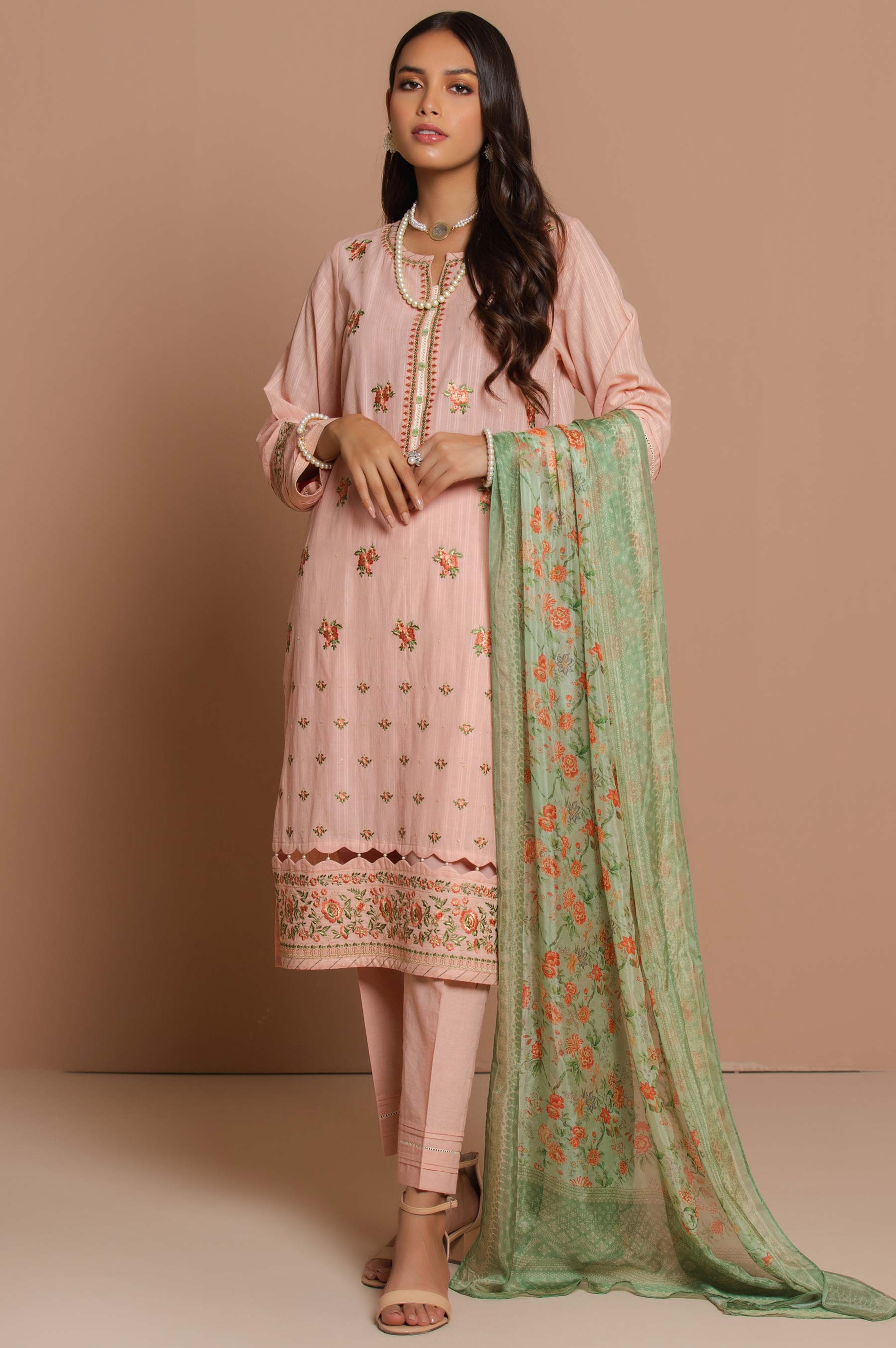 Buy Pink Hand Embroidered Velvet Silk Printed Suit with Mukaish Work  Chiffon Dupatta - Set of 3, KR304/KARJ10NOV