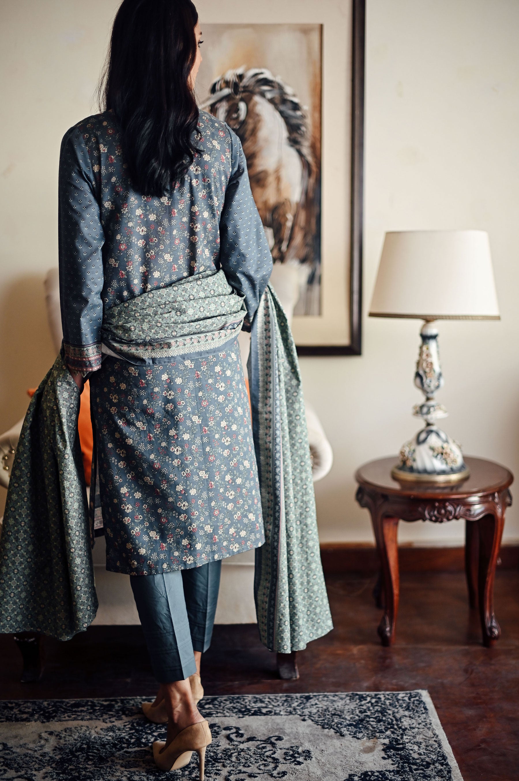 Stitched 3 Piece Printed Khaddar Suit