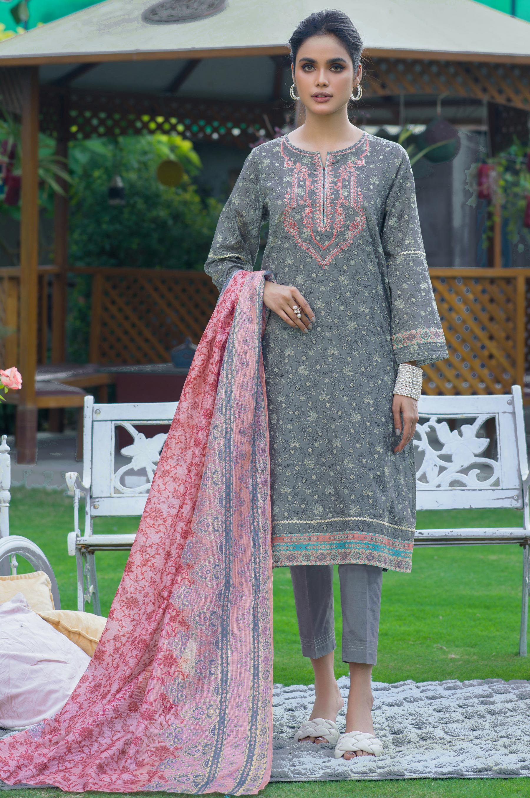 Stitched 3 Piece Embroidered Lawn with Kotta Cotton Suit