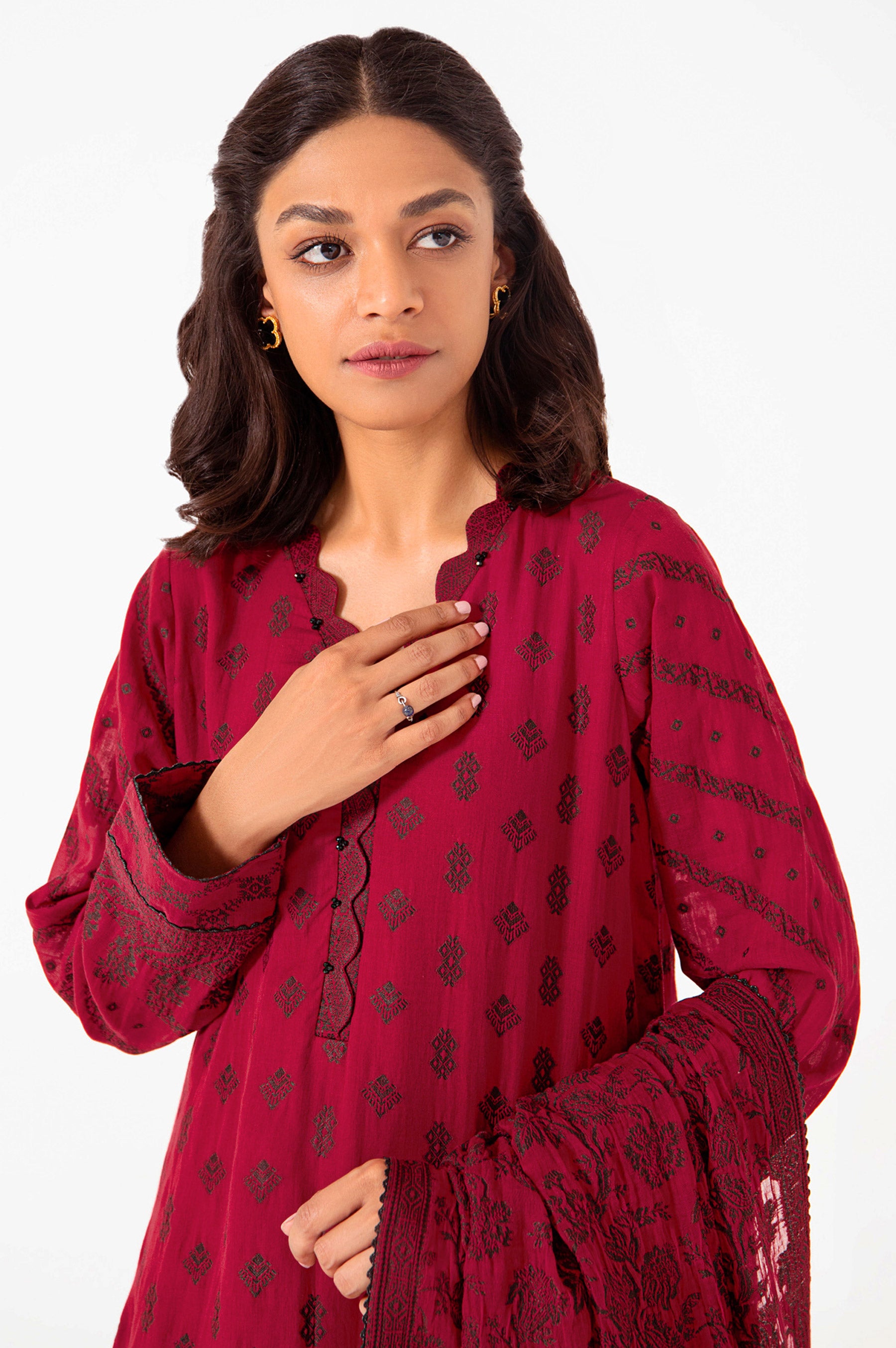 Stitched 3 Piece Dyed Jacquard Suit