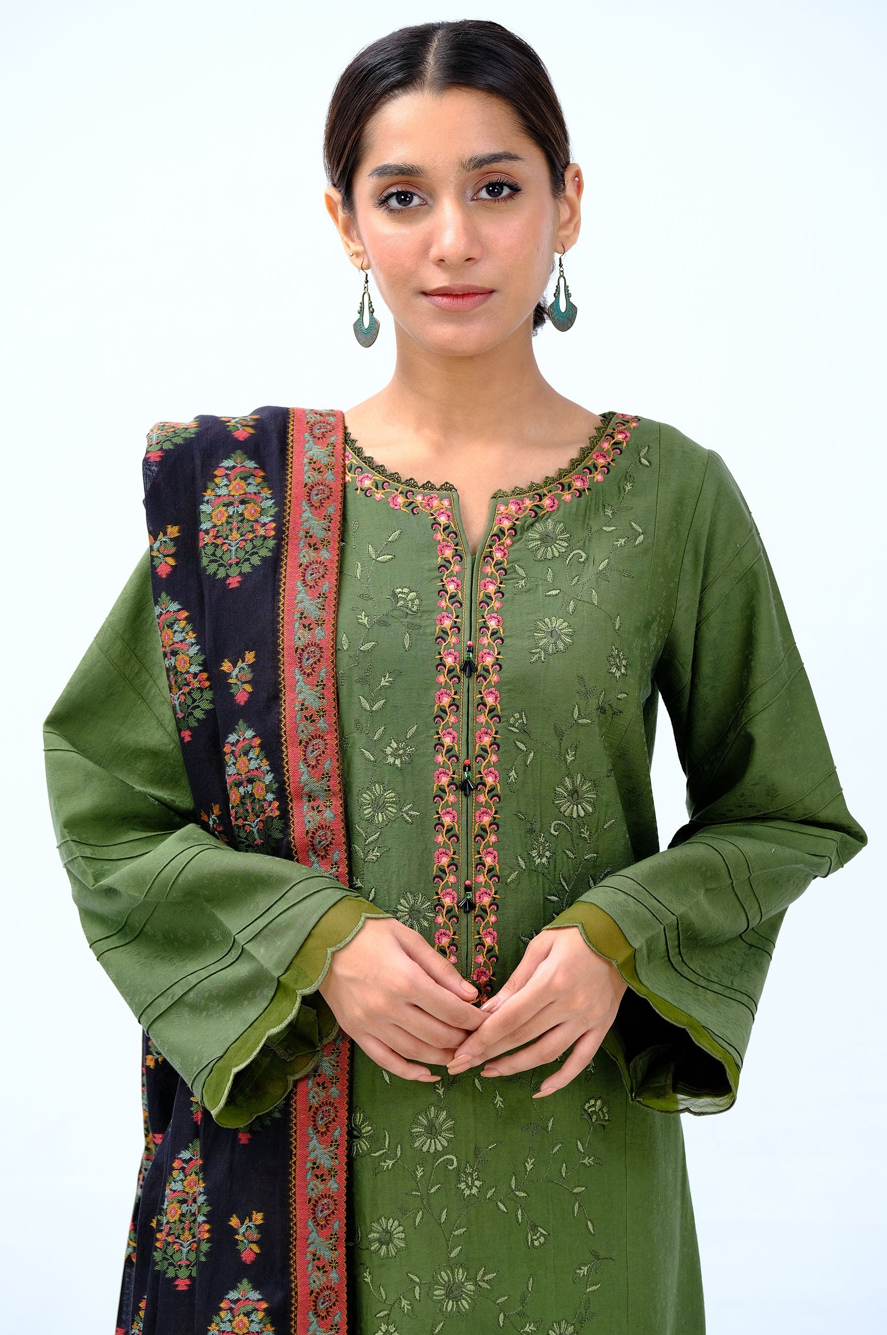 Jamnii Pret Embroidered Cotton Missouri 3 Piece Suit Marigold main image 1