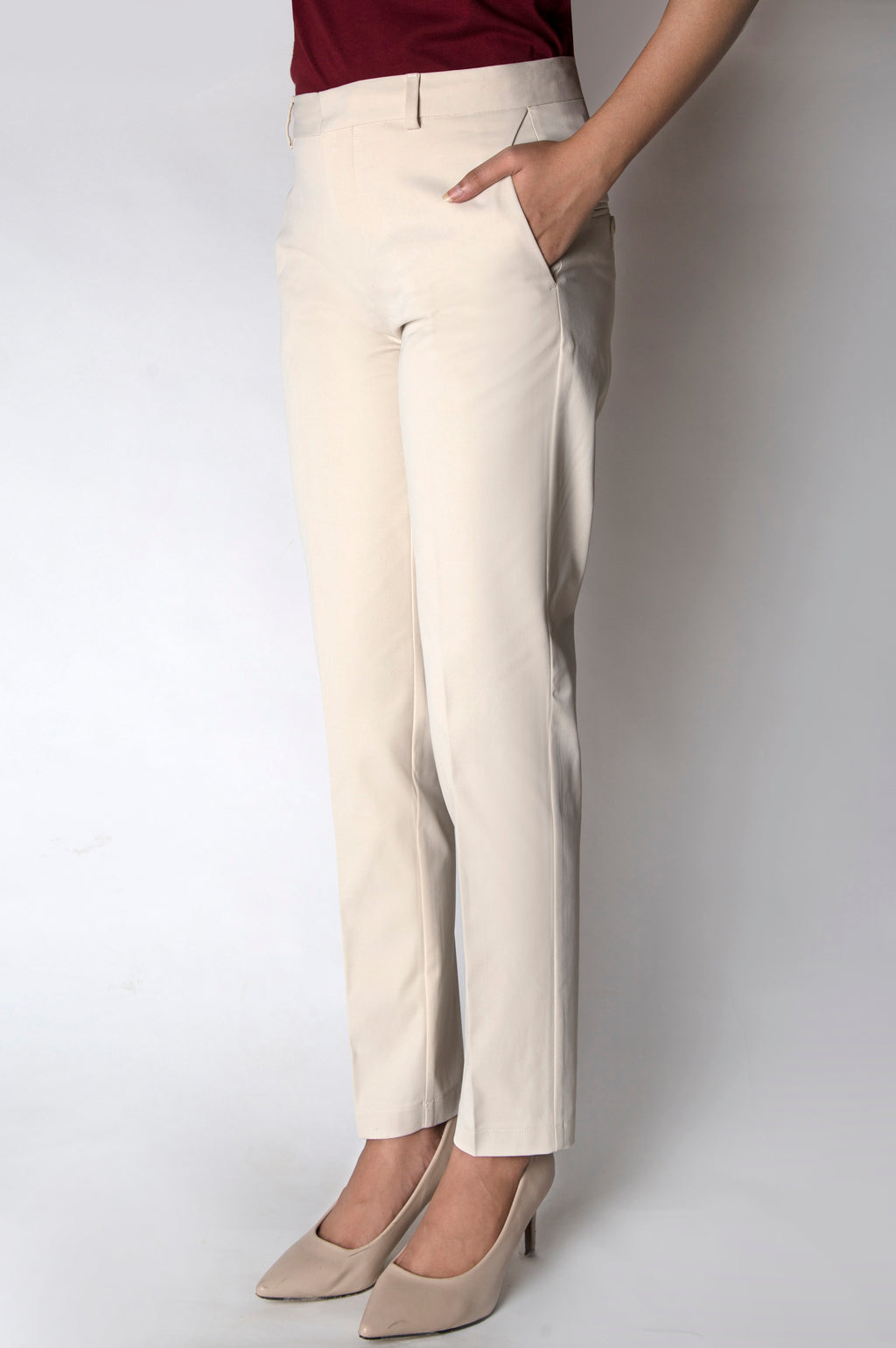 Straight Fit Formal Pants - Beige