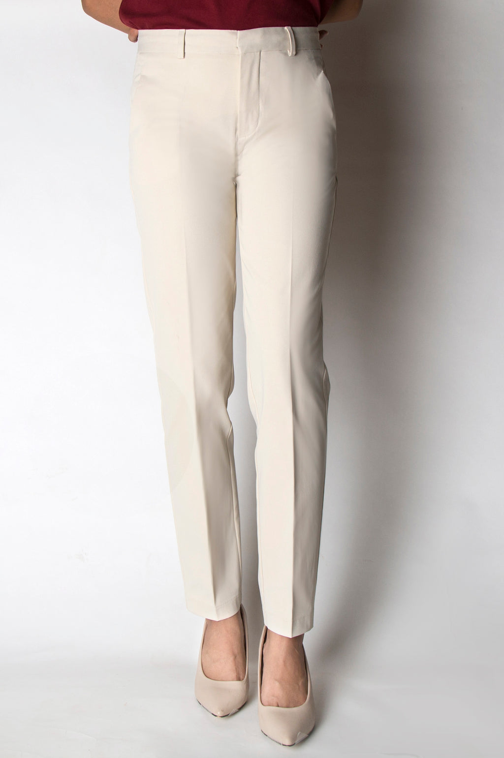 Straight Fit Formal Pants - Beige