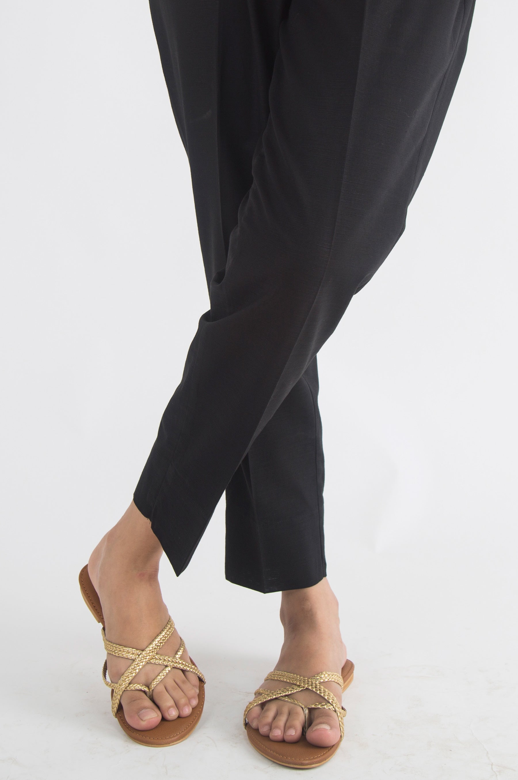 Basic Khaddar Cigarette Pants - Black