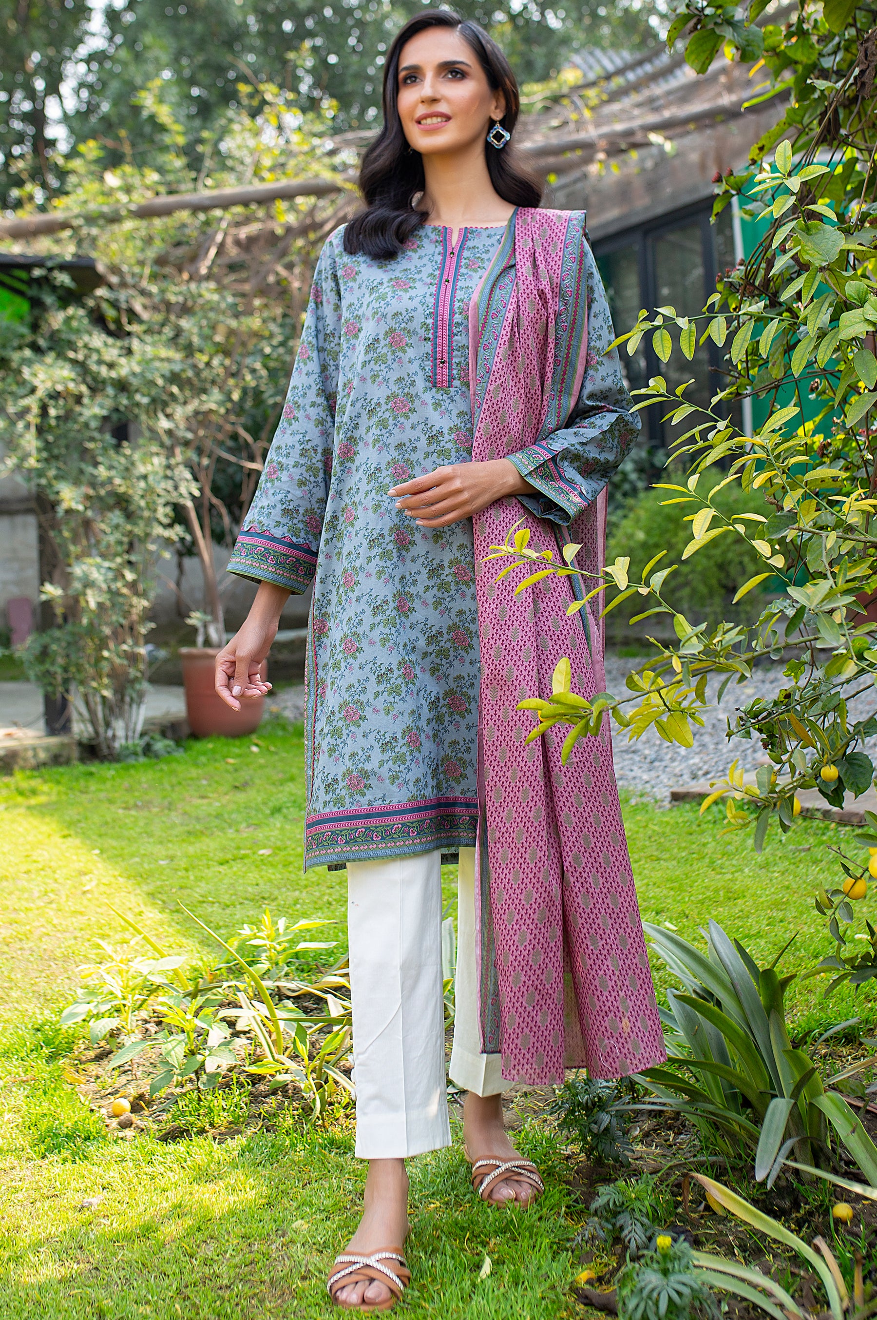 2 Piece Stitched Lawn Suit - Ready To Wear