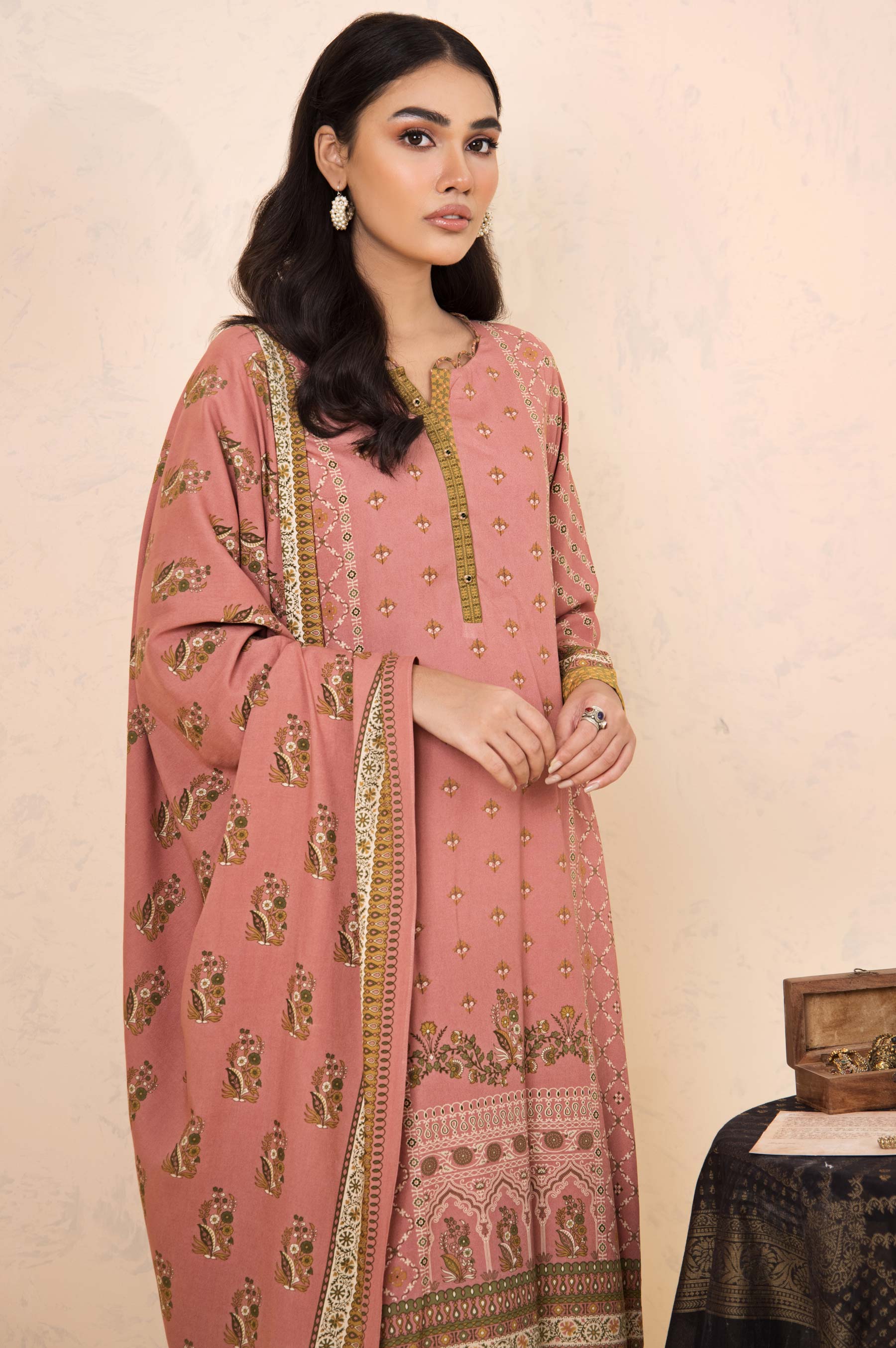 Stitched 3 Piece Printed Linen Viscose Suit