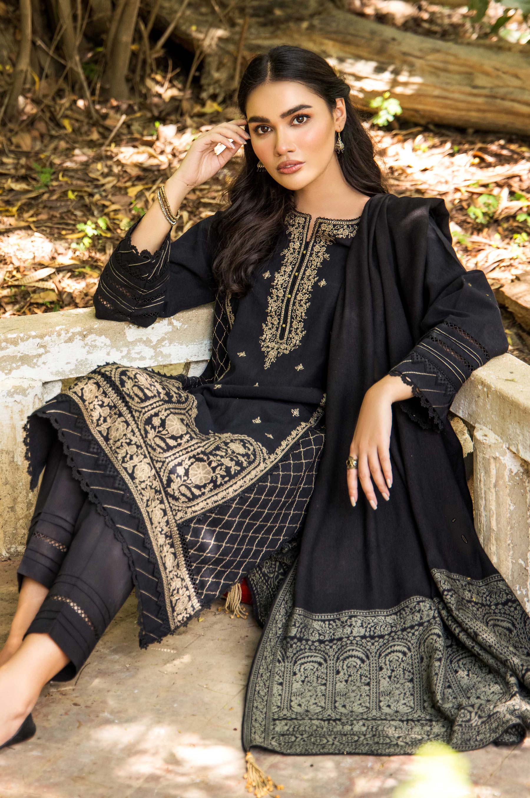 Black khaddar suit online