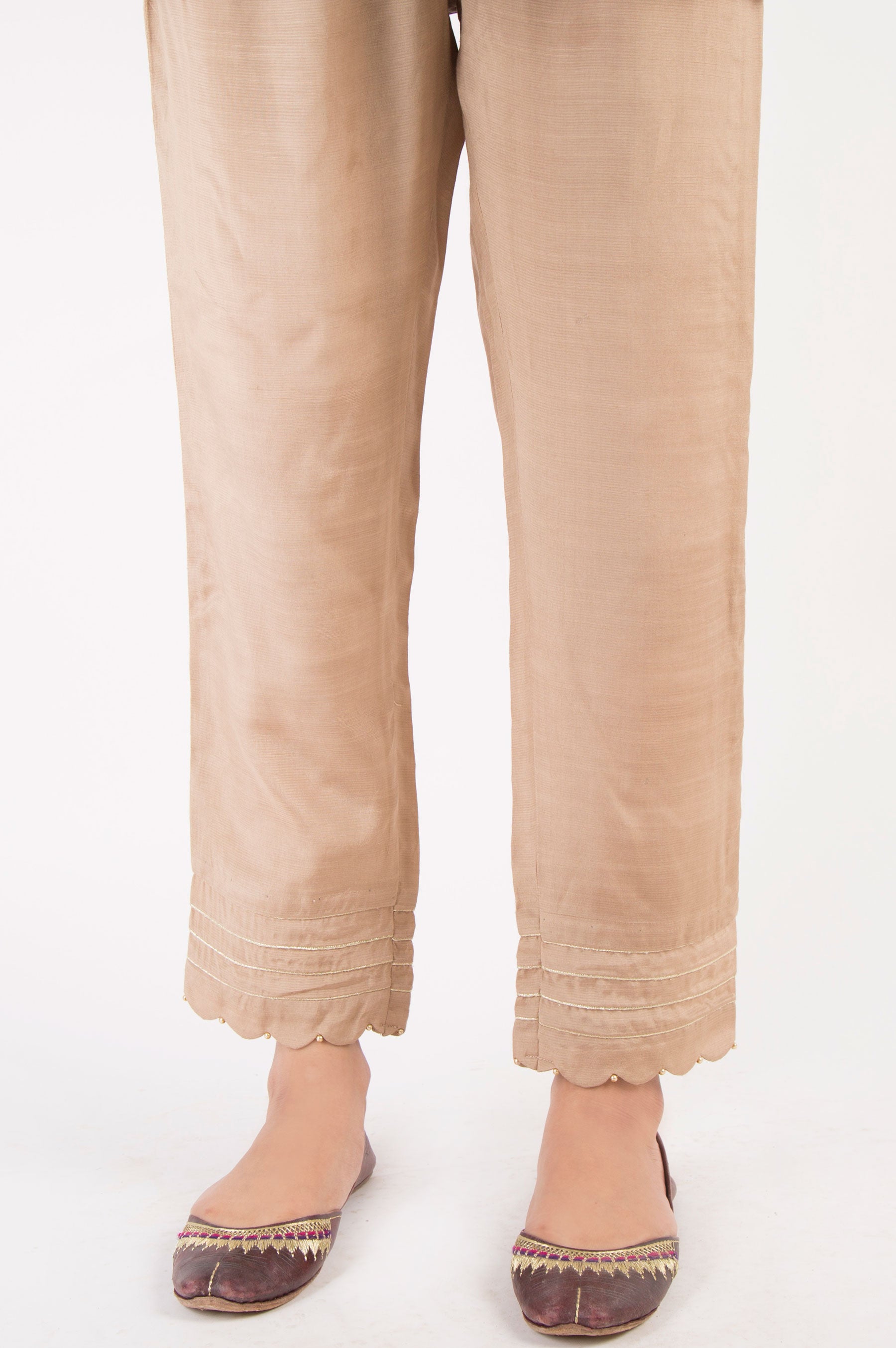 Classic White Embellished Premium Silk Pant Set main image 1