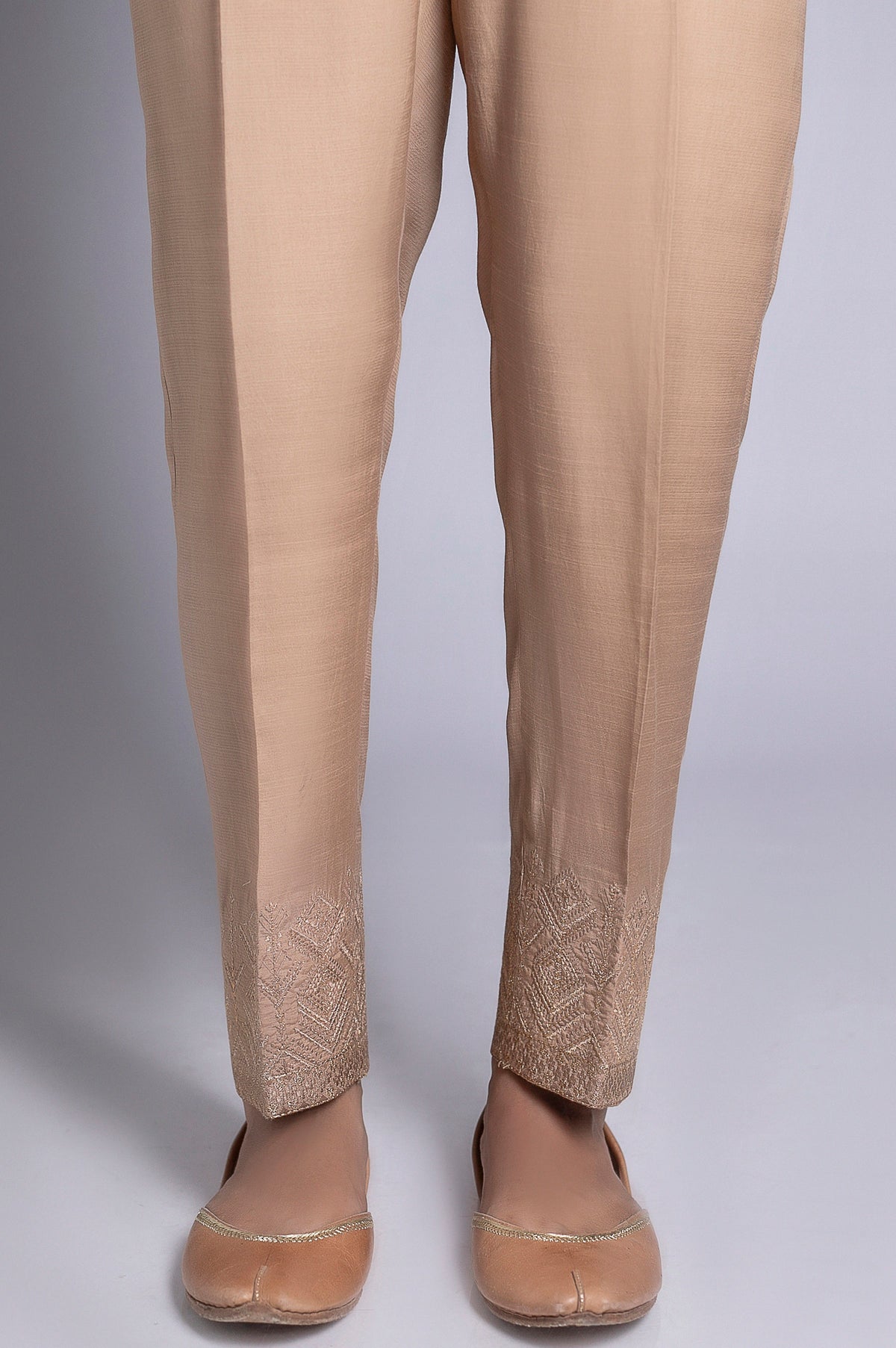 Embroidered Pants - Beige