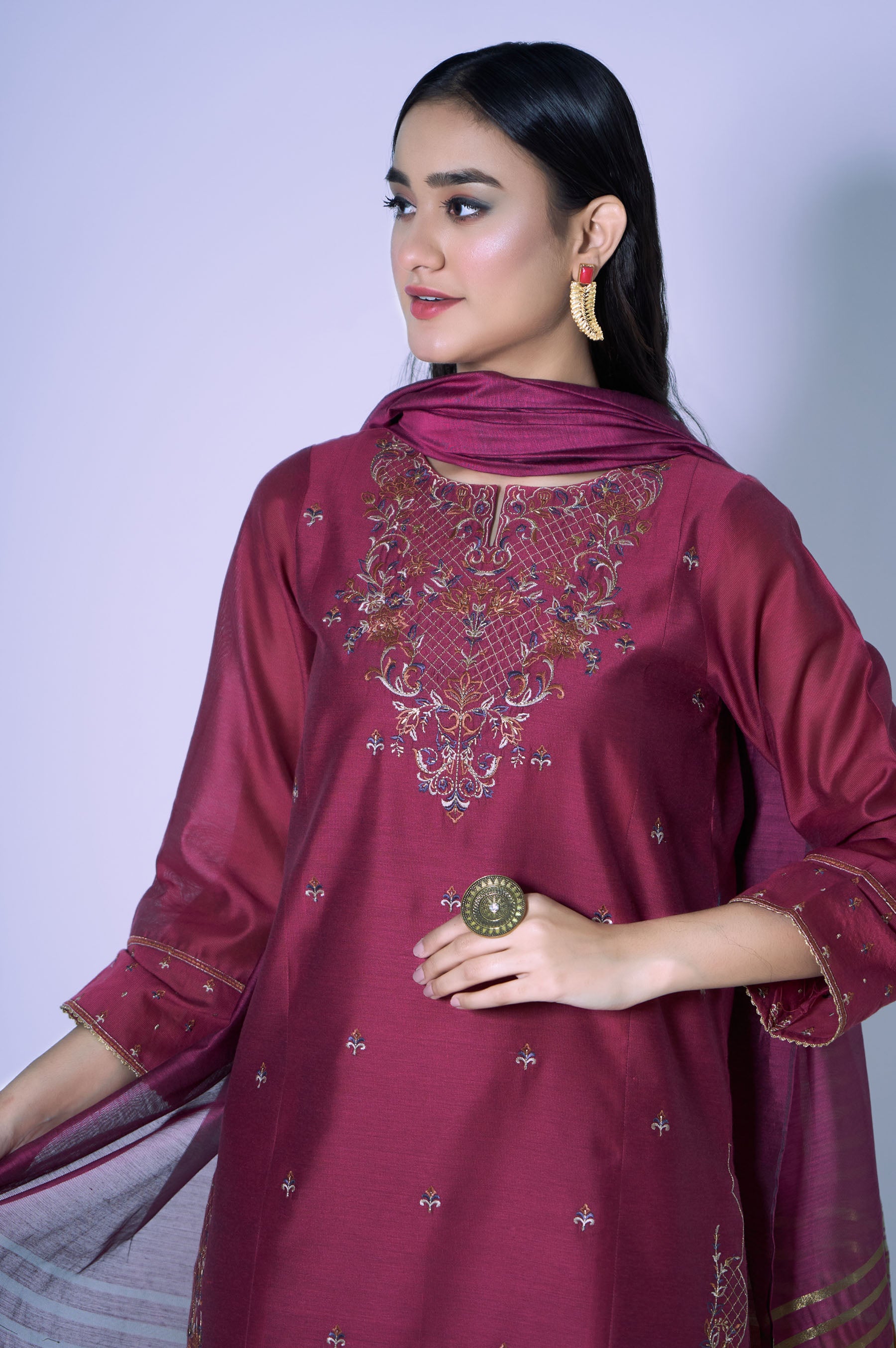 Thread and Motifs Pret Embroidered Net 2 piece Suit 6682