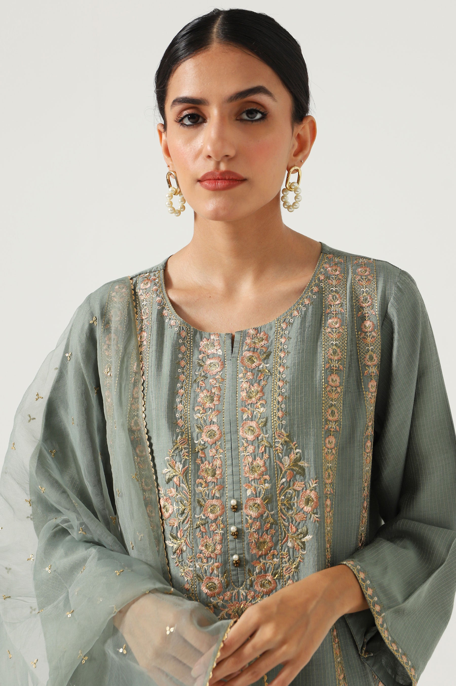 Zaaviay Embroidered Raw Silk Stitched 3 Piece Suit ROSHAN