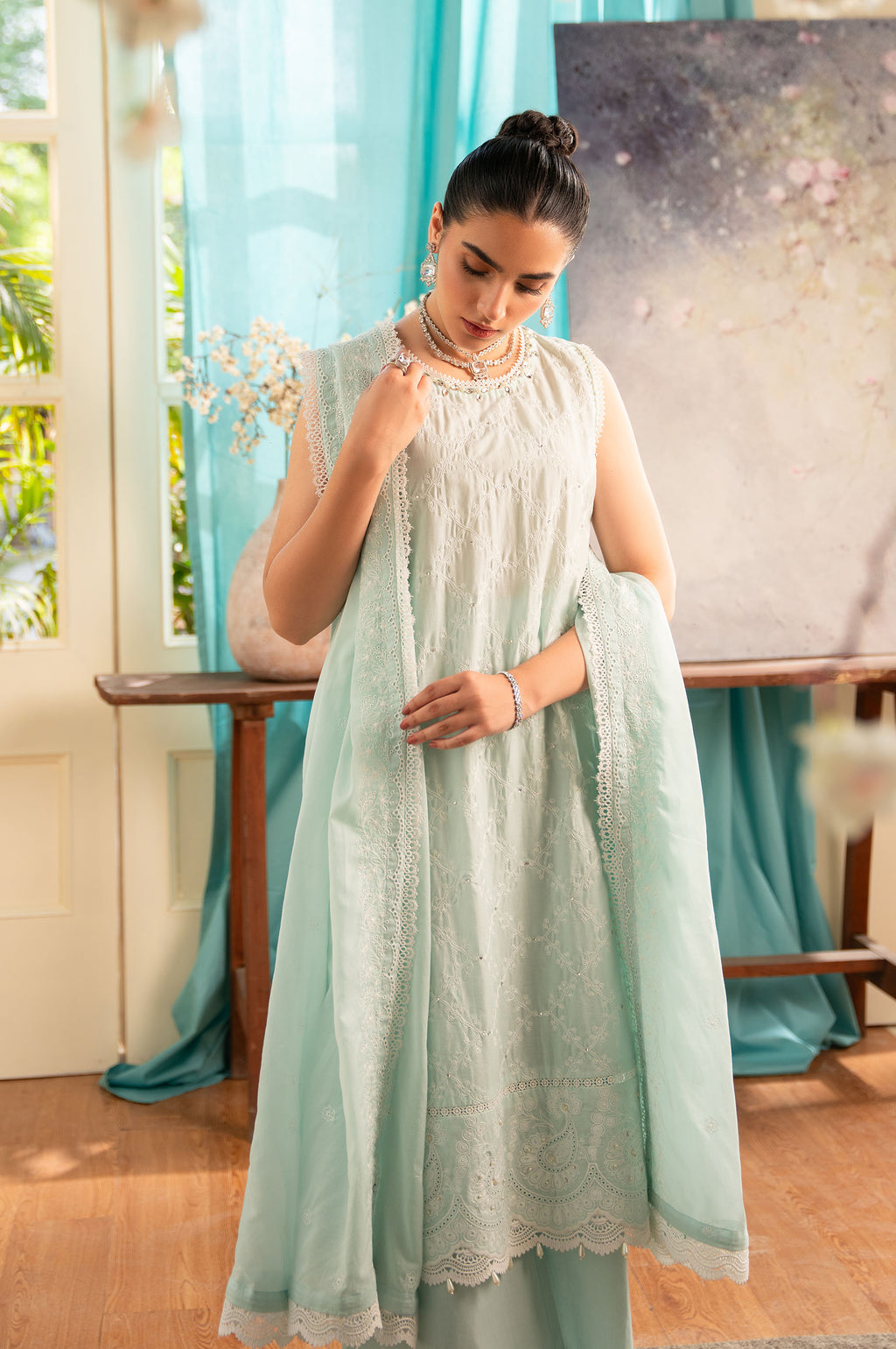 Unstitched 3 Piece Embroidered Chikankari Lawn Suit