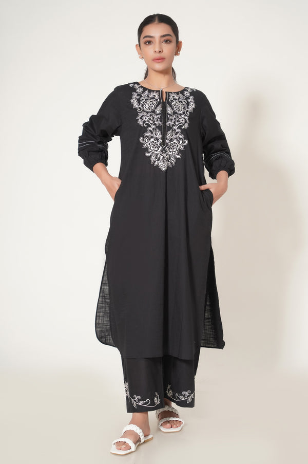 Stitched 2 Piece Both Side Slub Embroidered Suit
