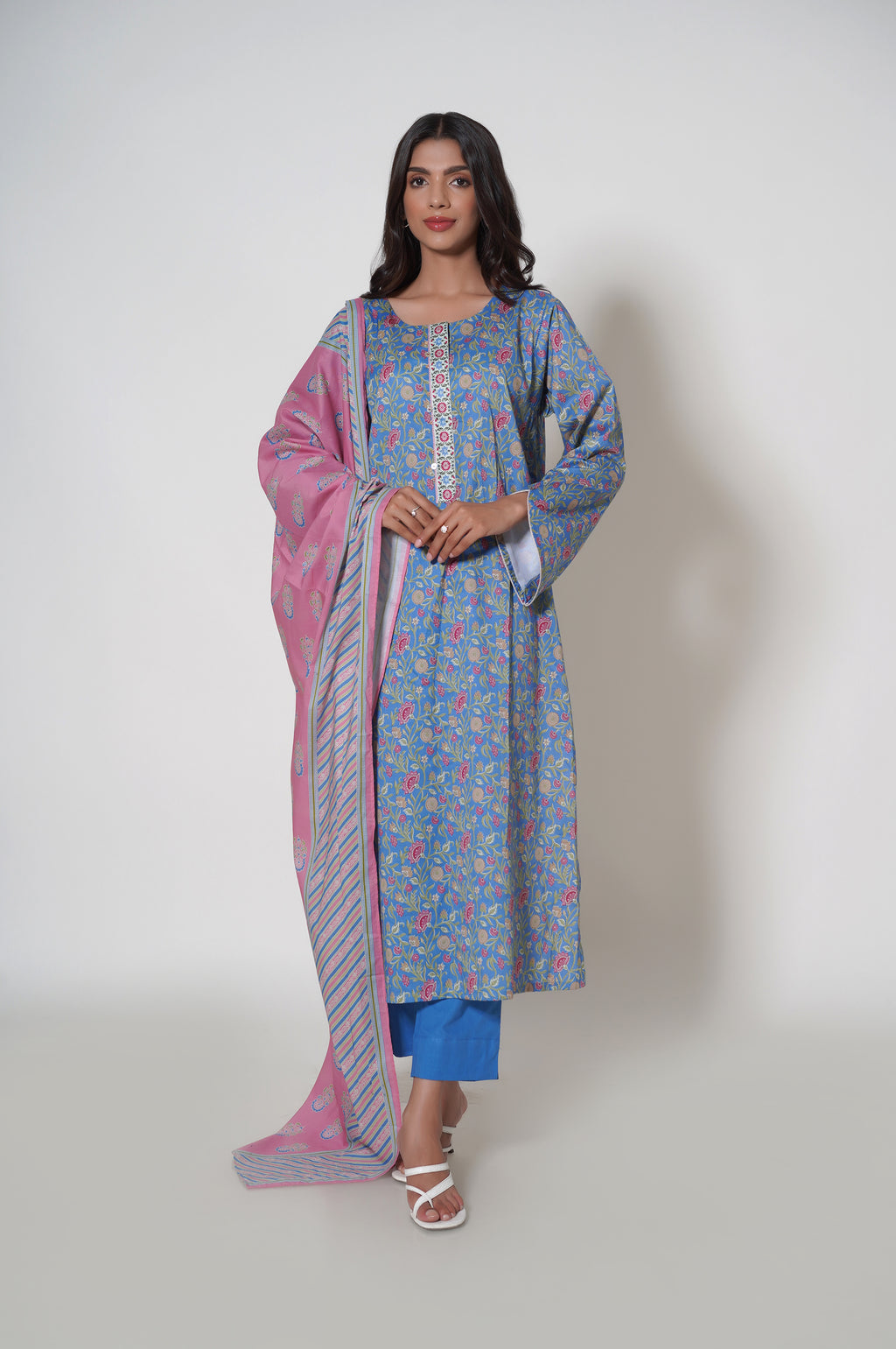 Unstitched 3 Piece Printed Cambric Suit