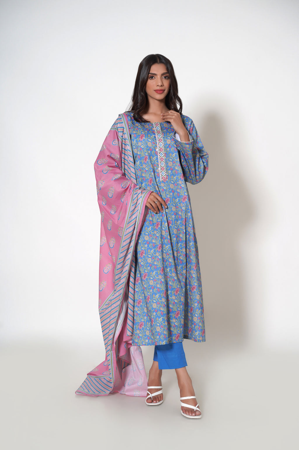 Unstitched 3 Piece Printed Cambric Suit