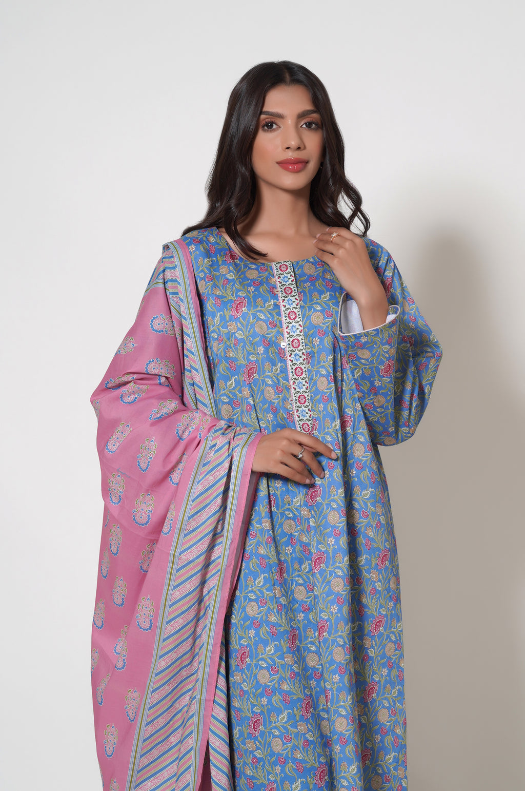 Unstitched 3 Piece Printed Cambric Suit