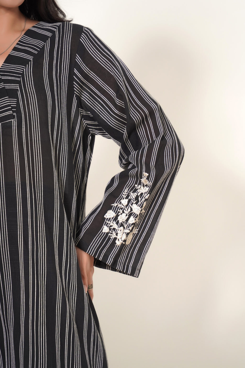 Stitched 2 Piece Yarn Dyed Embroidered Suit