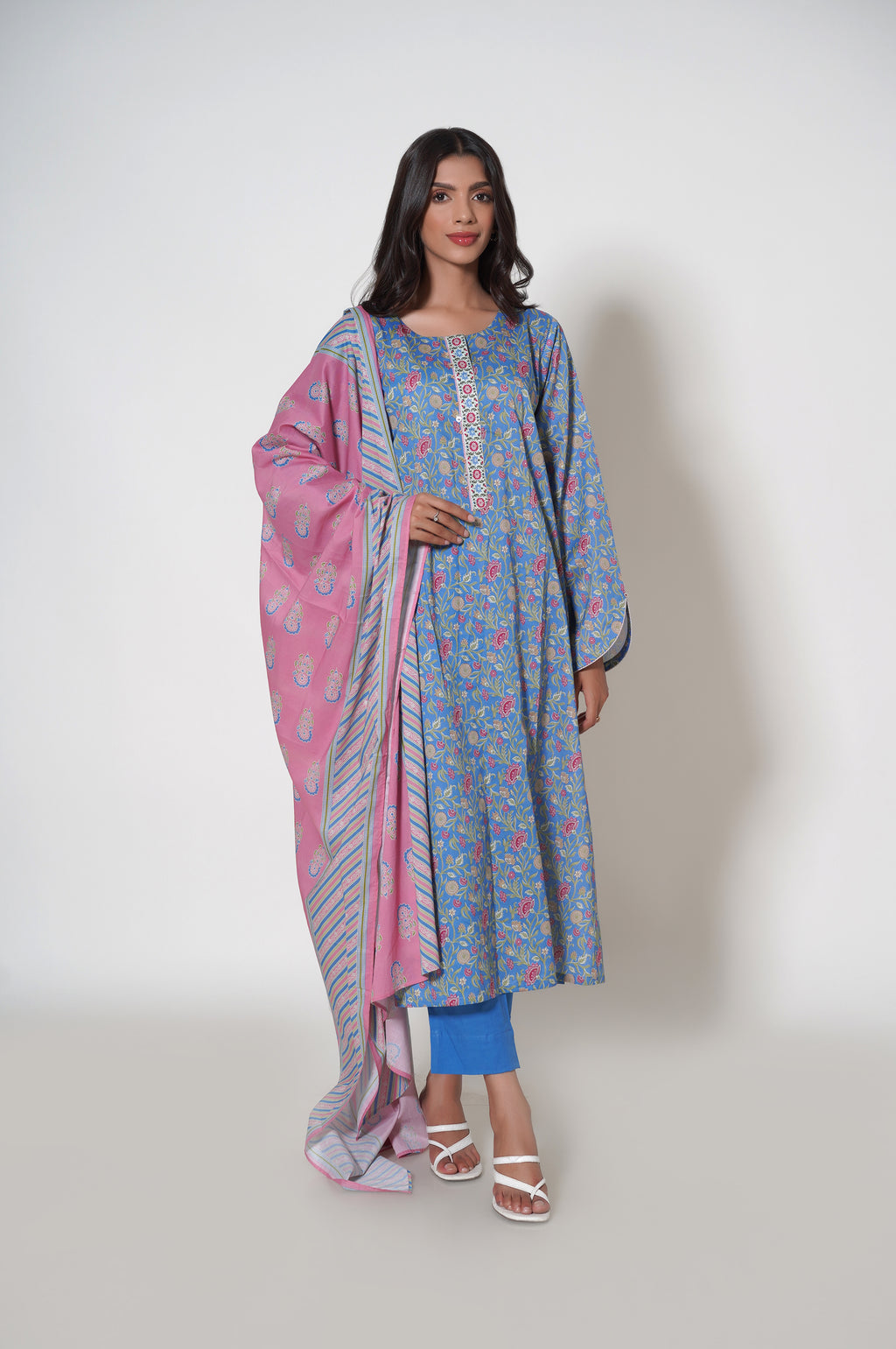 Unstitched 3 Piece Printed Cambric Suit