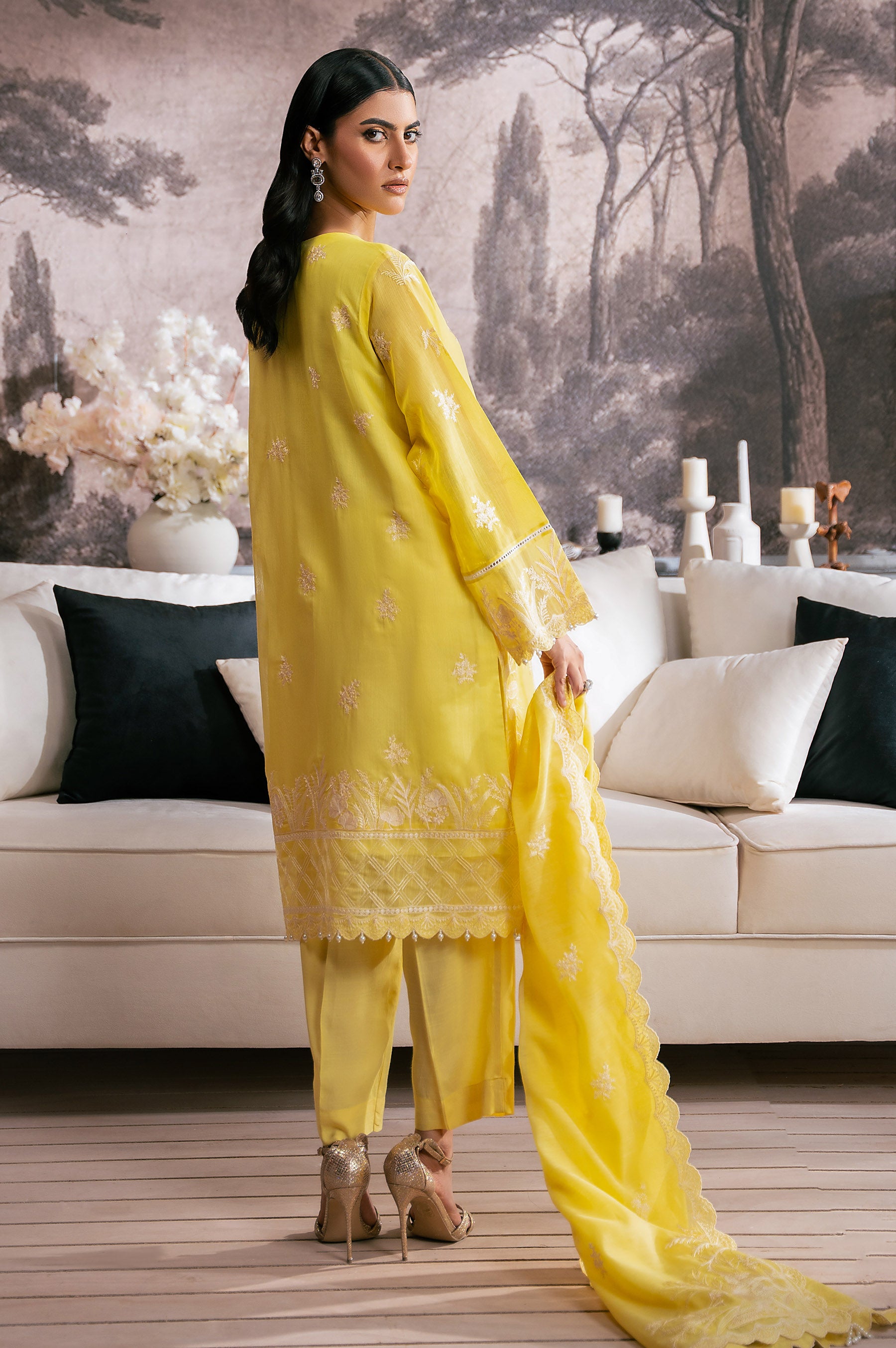 3 Piece Embroidered Semi Formal Manar Suit