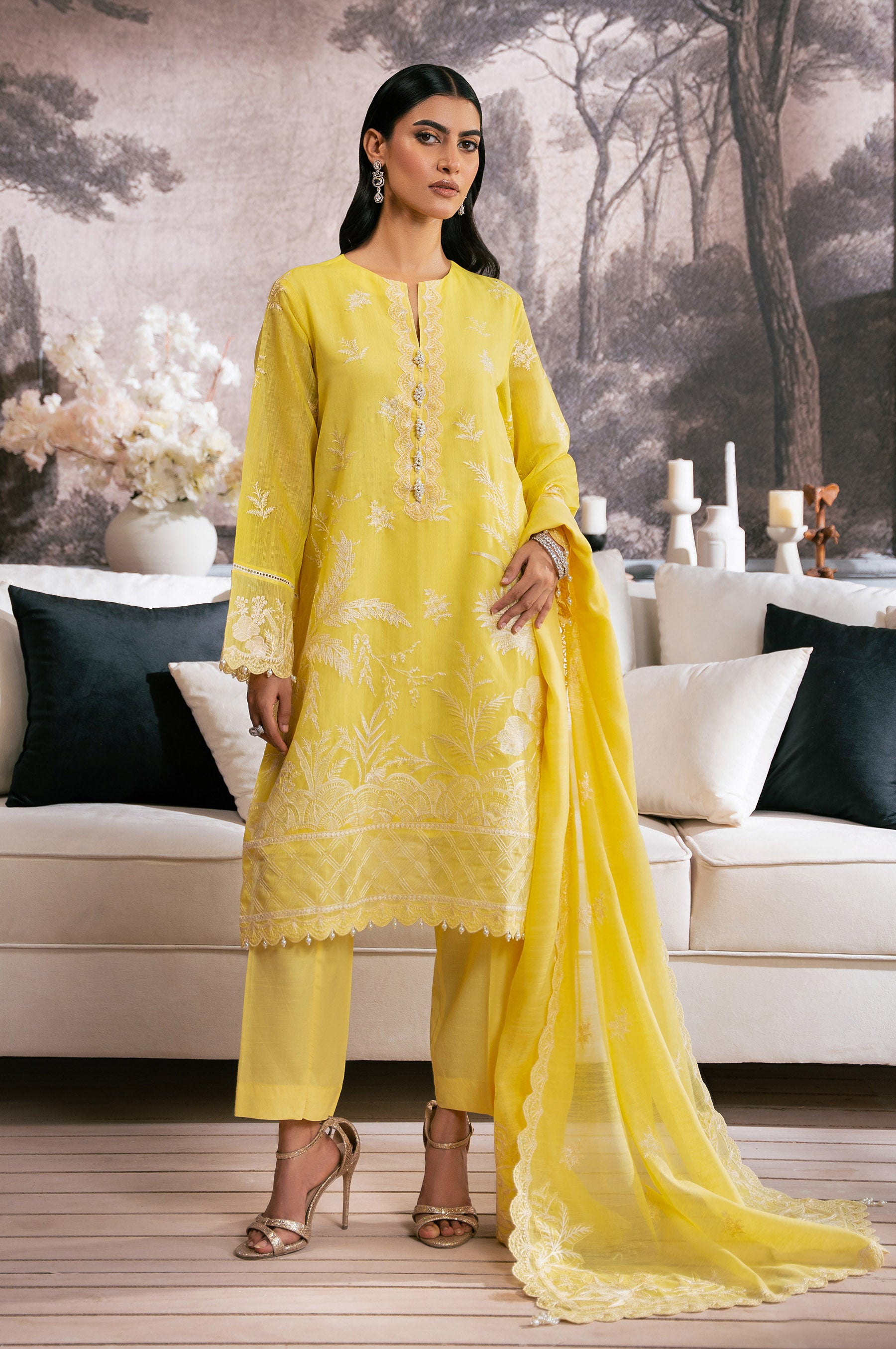 3 Piece Embroidered Semi Formal Manar Suit