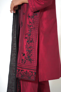 Stitched 3 Piece Embroidered Cotton Silk Outfit