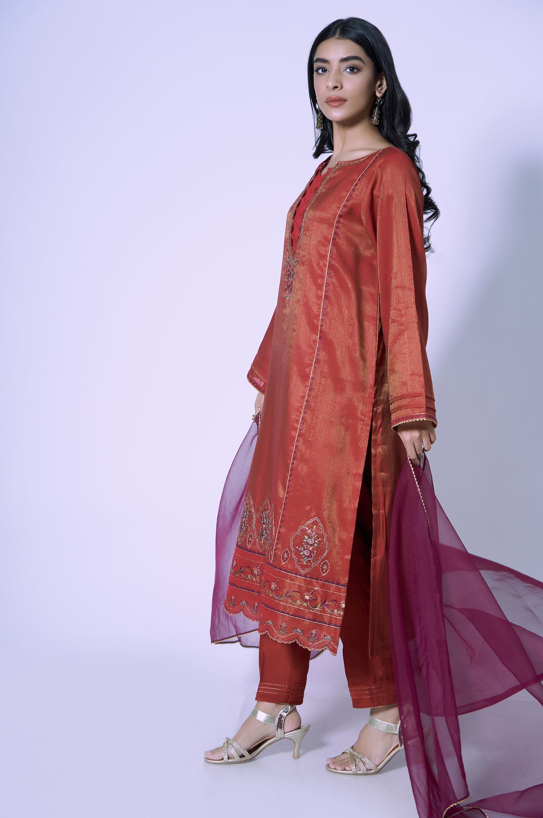 EMBROIDERED STAPLE MYSURI STITCHED SHIRT