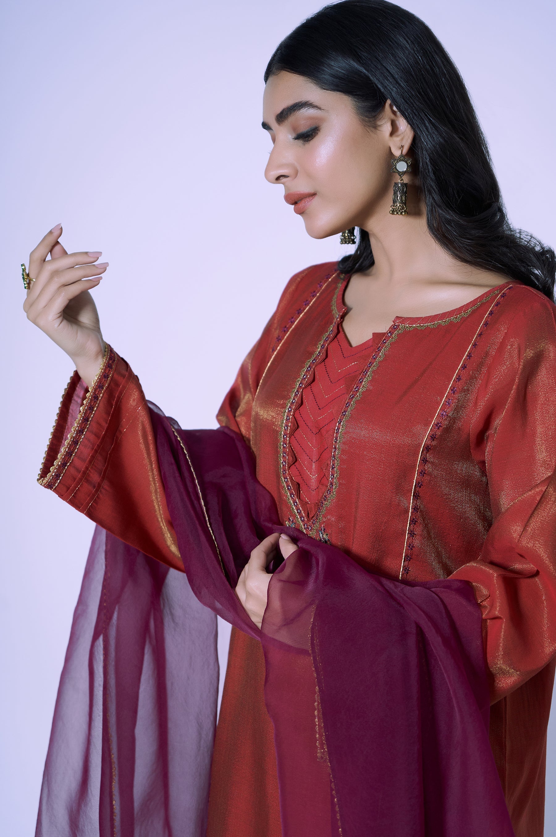 EMBROIDERED STAPLE MYSURI STITCHED SHIRT
