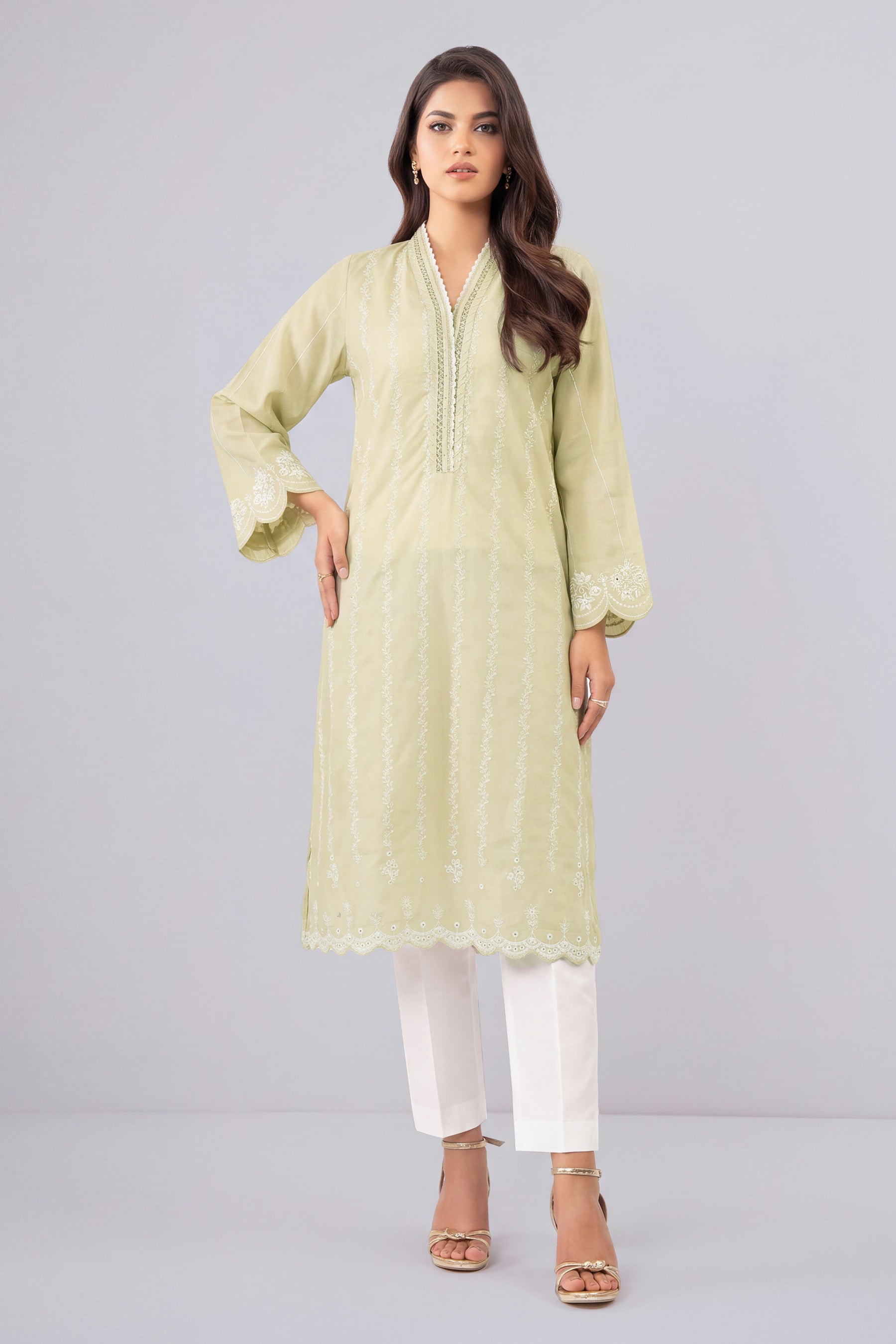EMBROIDERED CHIKANKARI STITCHED SHIRT