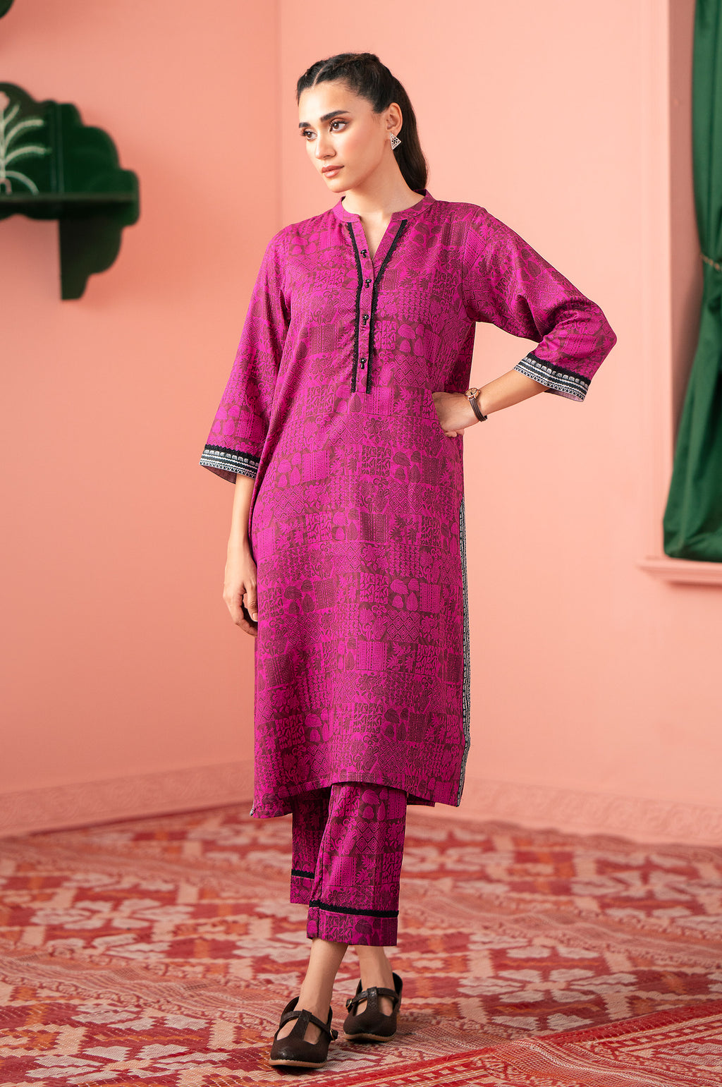 PRINTED SHIRT BOTTOM SUIT