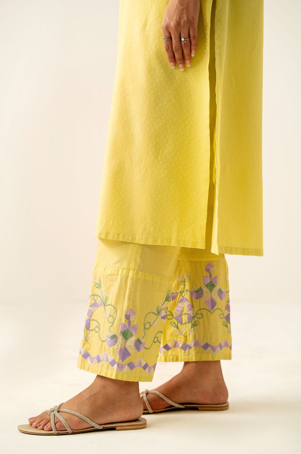 Stitched 2 Piece Embroidered Satin Jacquard Suit