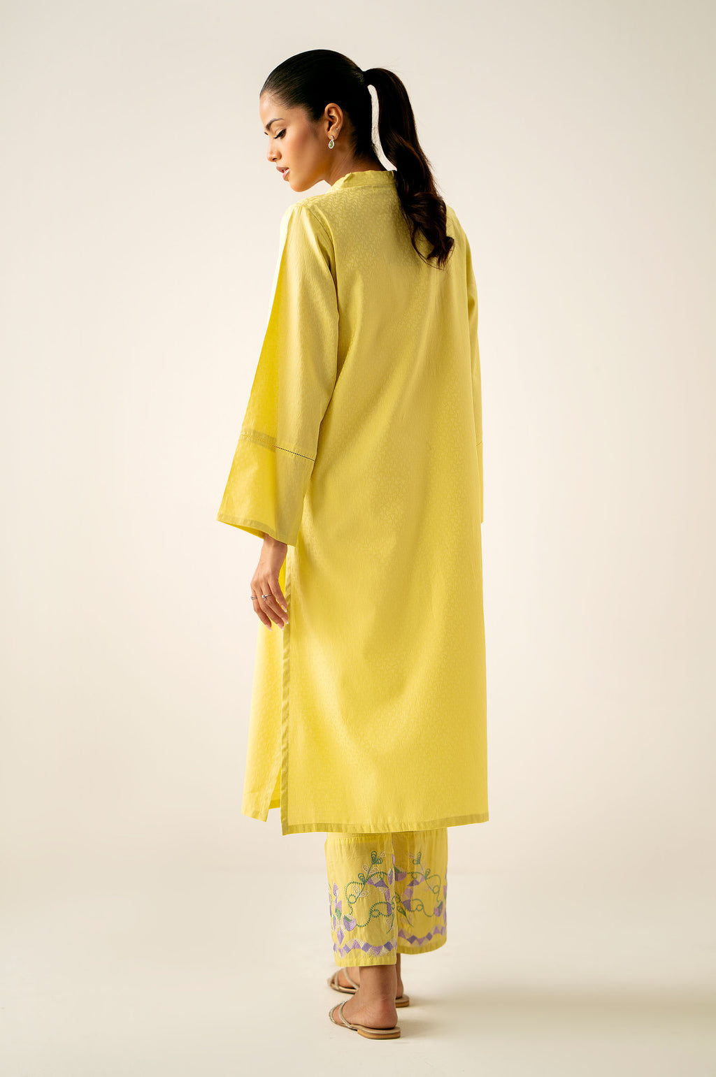 Stitched 2 Piece Embroidered Satin Jacquard Suit