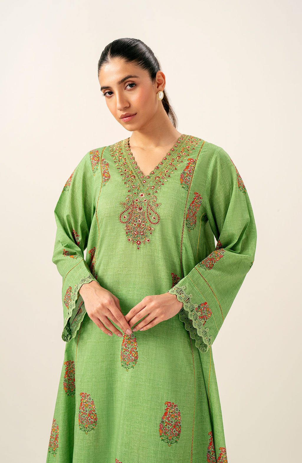 Unstitched 2 Piece Printed Embroidered Lawn Suit