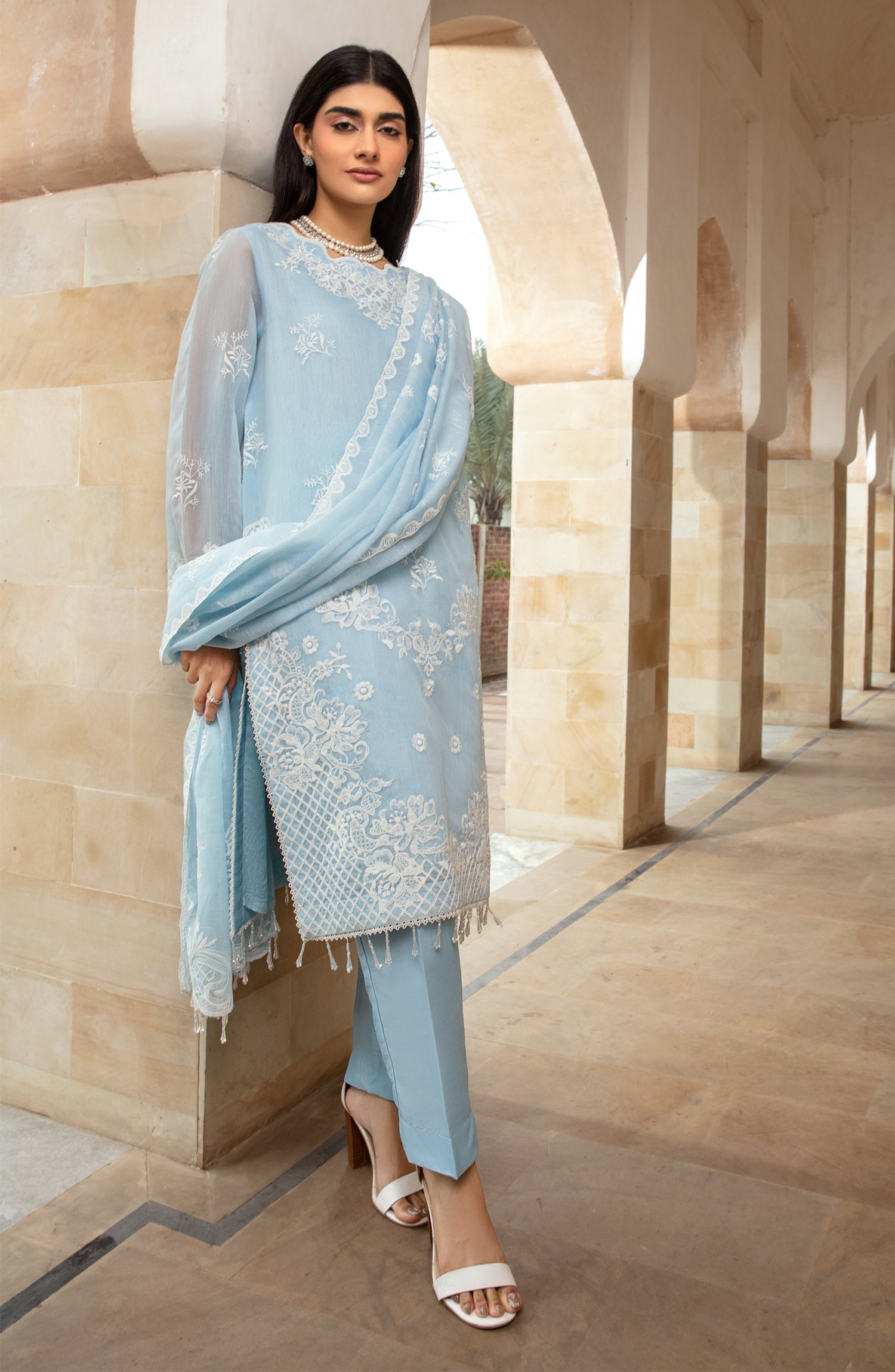 3 Piece Embroidered Manar Suit