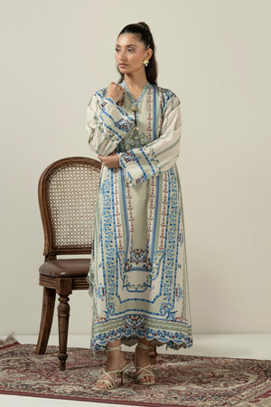 Vibrant multi-colored printed poly cambric 1-piece stitched top showcasing a bold and artistic color palette
