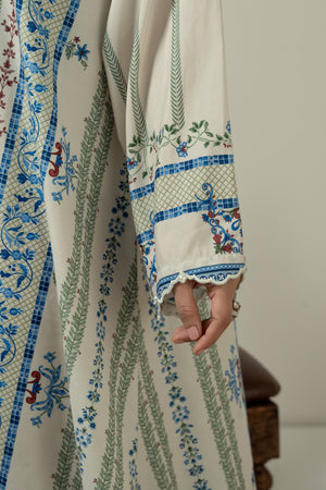 Vibrant multi-colored printed poly cambric 1-piece stitched top showcasing a bold and artistic color palette