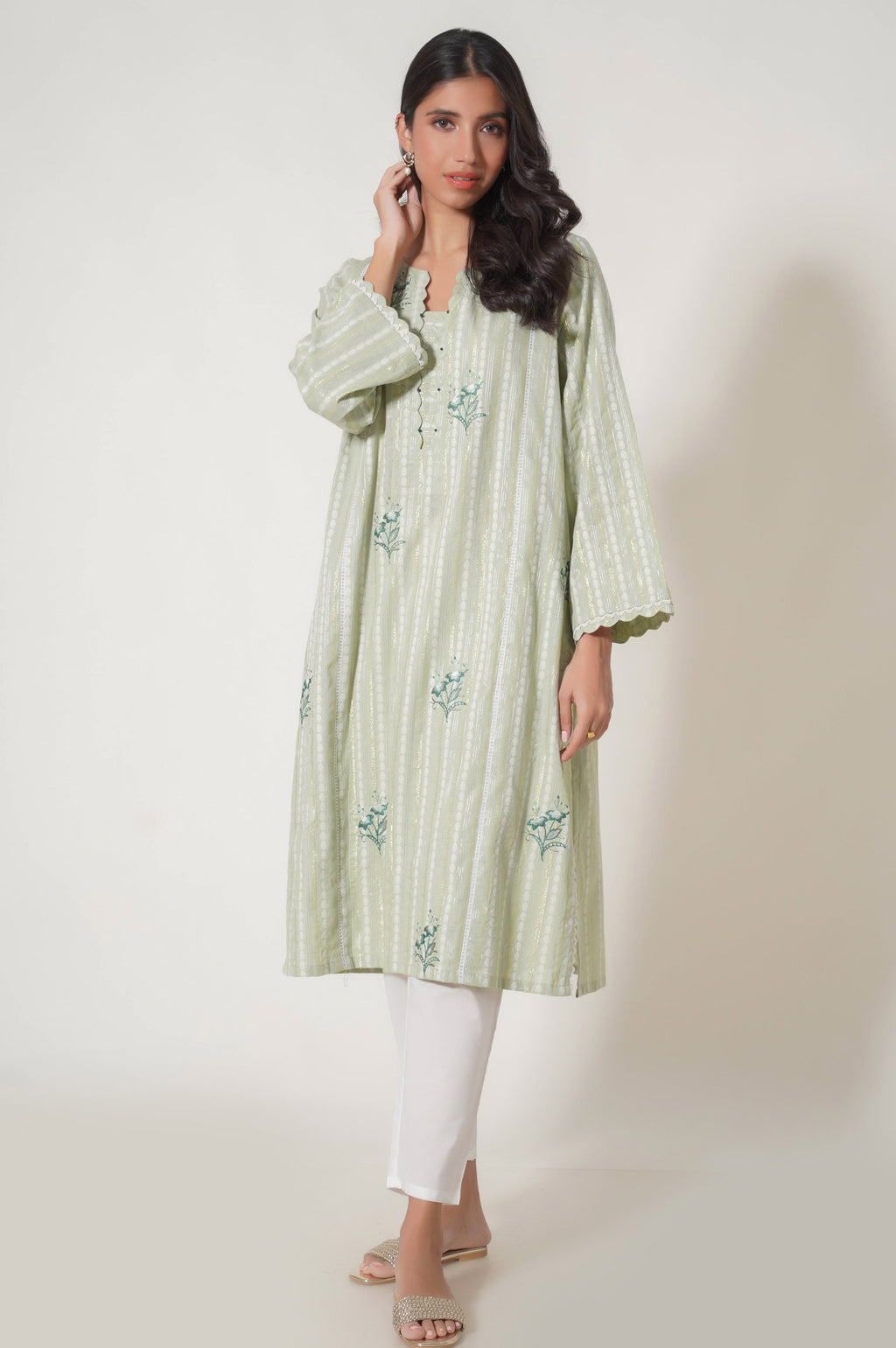 Stitched 1 Piece Embroidered Lorex Jacquard Shirt