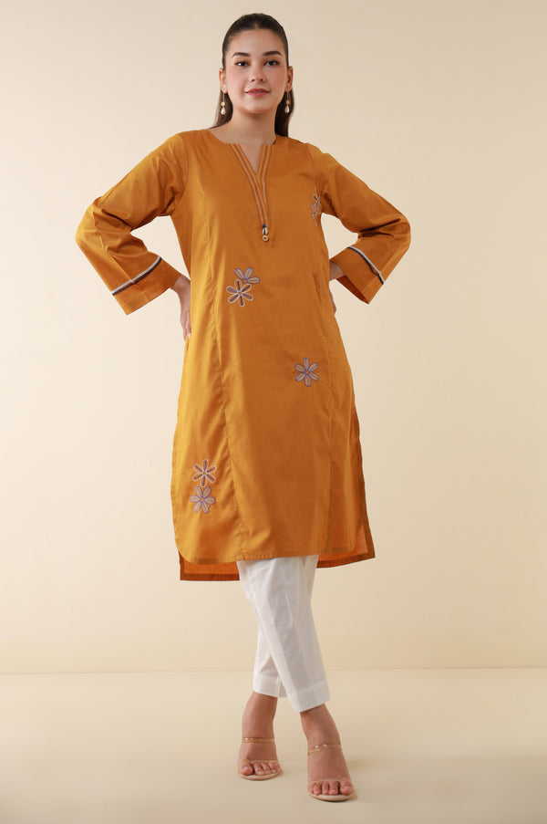 Stitched 1 Piece Embroidered Tencel Shirt