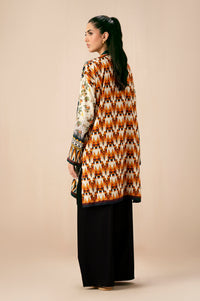 Stitched 1 Piece Digital Printed Dull Raw Silk Jacket