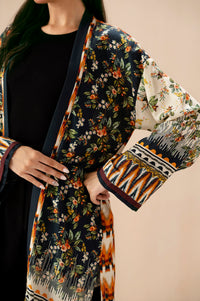 Stitched 1 Piece Digital Printed Dull Raw Silk Jacket