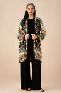 Stitched 1 Piece Digital Printed Dull Raw Silk Jacket