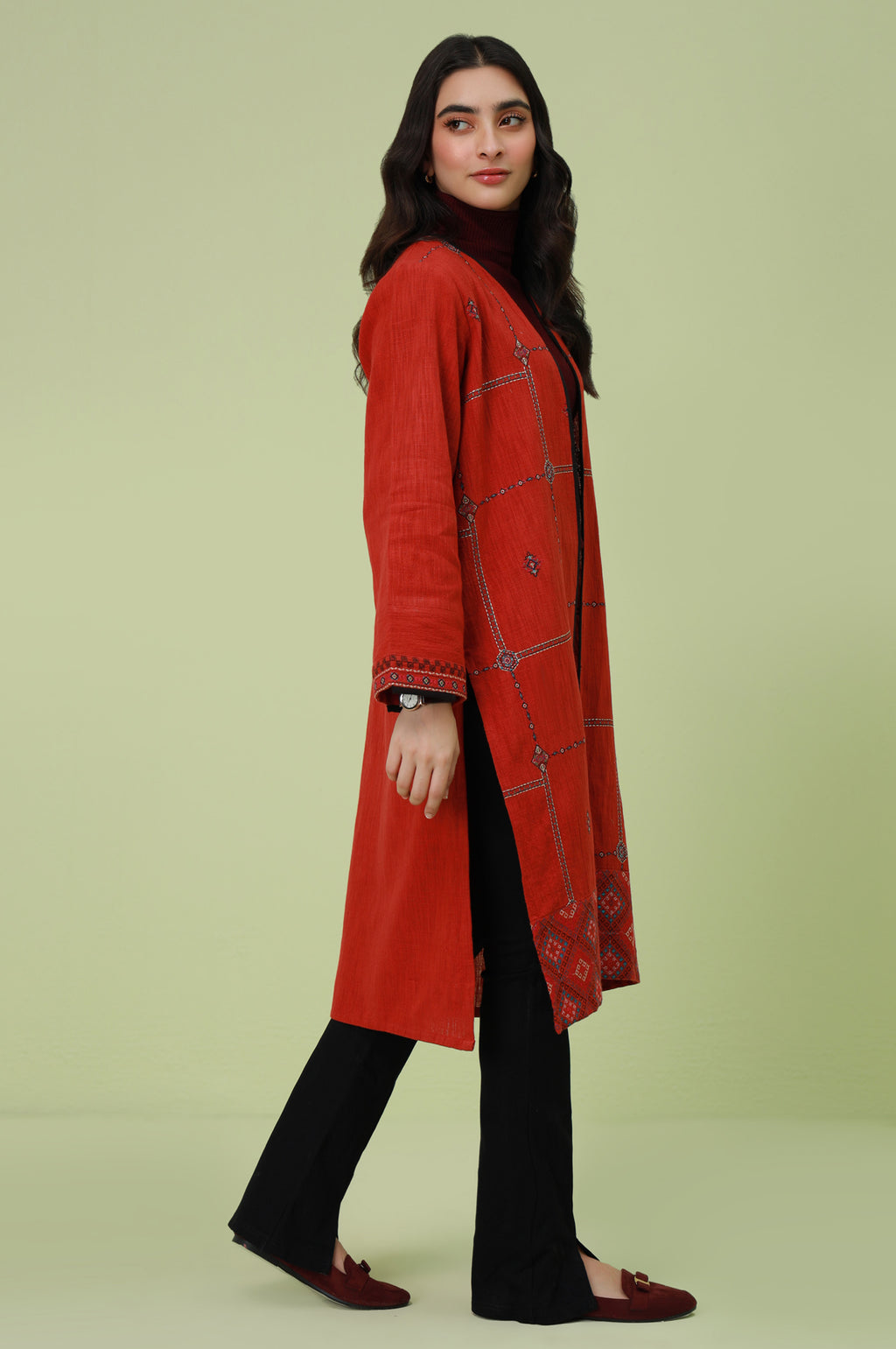 Stitched 1 Piece Embroidered Thai Khaddar Jacket