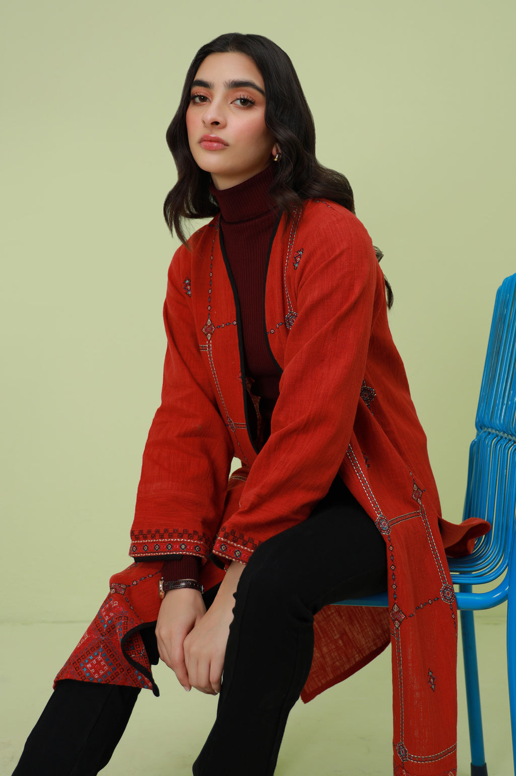 Stitched 1 Piece Embroidered Thai Khaddar Jacket