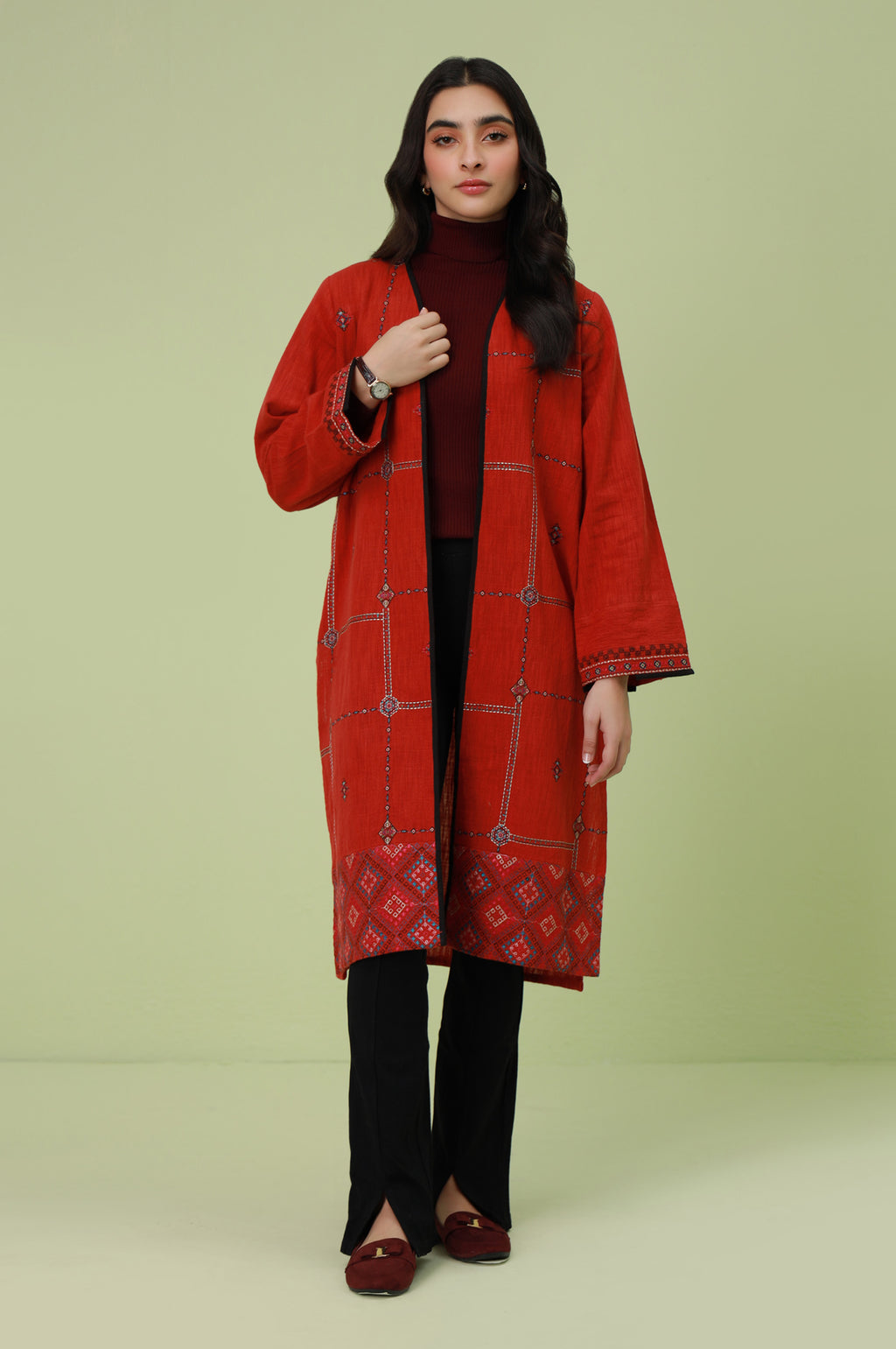 Stitched 1 Piece Embroidered Thai Khaddar Jacket
