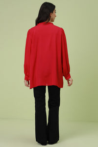 Stitched 1 Piece Stylized Pink Crepe Top