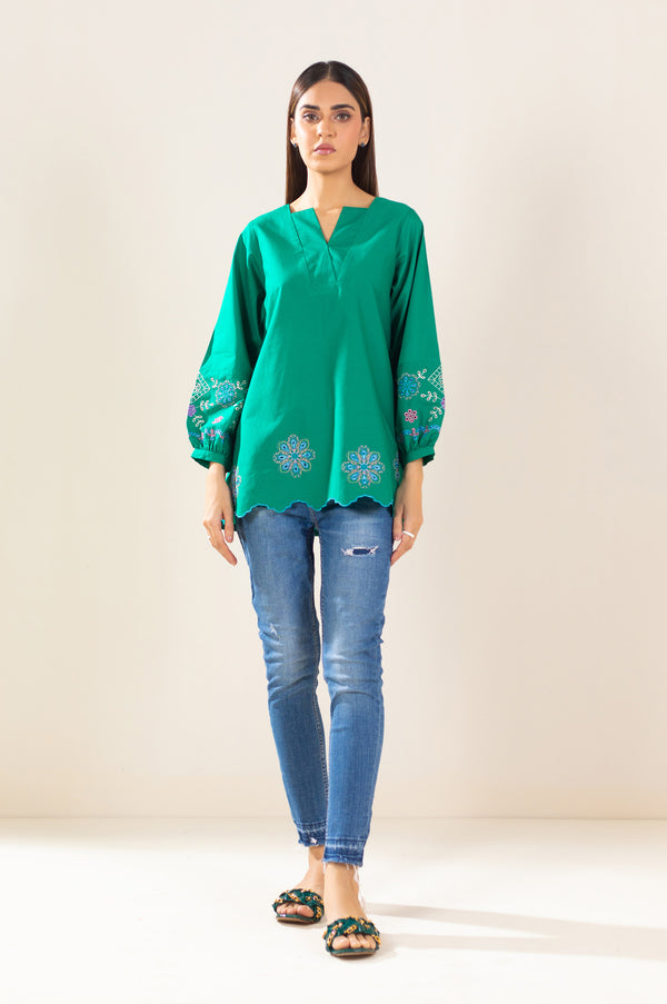 Stitched 1 Piece Embroidered Tencel Top